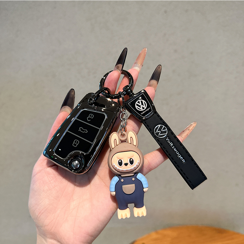 适用大众途观速腾钥匙套宝来polo迈腾探岳朗逸plus探歌汽车金属扣