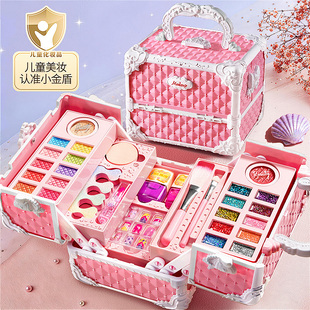 儿童化妆品玩具套装无毒女孩可水洗女童小孩公主彩妆盒宝宝手提箱