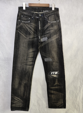 NH69D FTW Denim 潮流 破坏 紫色真赤耳 黑魂水洗直筒牛仔裤