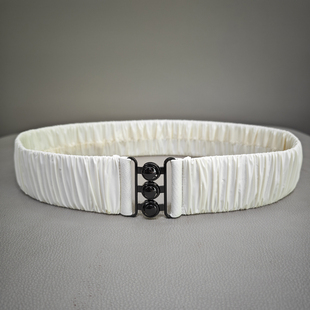 新品褶皱女式百搭配羽绒服腰带时尚宽腰封显瘦光面亮面松紧有弹性