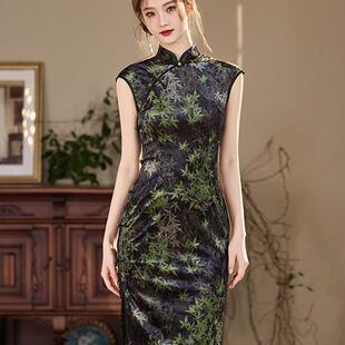 老上海超弹力旗袍金丝绒年轻款妈妈模特跳舞日常可穿春秋装高级感