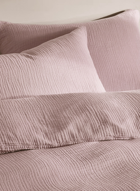 外贸出口全棉褶皱纱被套单件纯棉柔软双人被罩枕套200230床上用品
