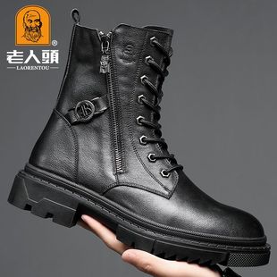 老人头军棉靴男真皮 冬季男士高帮保暖羊毛棉鞋 中老年爸爸棉皮