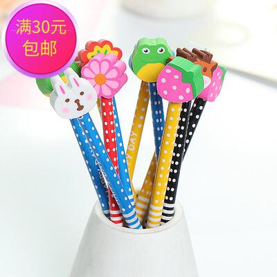 卡通铅笔可爱带橡皮幼儿园奖品礼物画笔创意文具学生绘画素描彩虹
