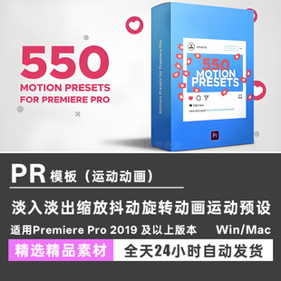 PR模板淡入淡出缩放相机抖动旋转图层出入动画图像运动预设