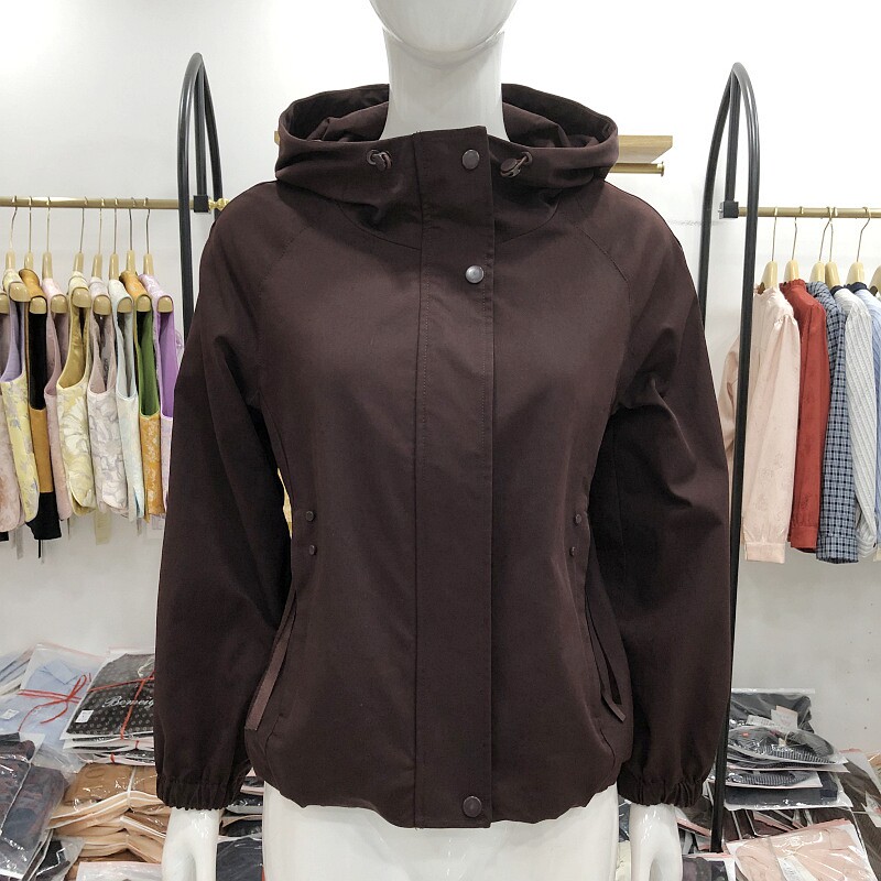 金丝达A08 时尚连帽风衣外套女式2026春季新款韩版短款夹克上衣