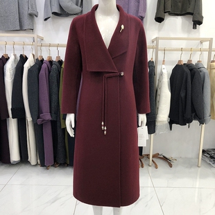 高档100%棉羊毛双面呢羊绒大衣女冬新款韩版羊毛外套 A880109