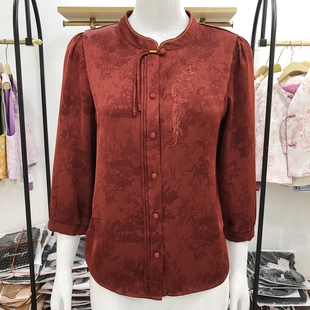 帛8827 时尚雪纺衫女士七分袖小衫2026春季新款洋气衬衫气质上衣