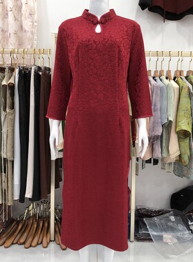 艾姿娇K86566 高档婚宴旗袍裙喜子裙夏新款气质妈妈敬酒服连衣裙