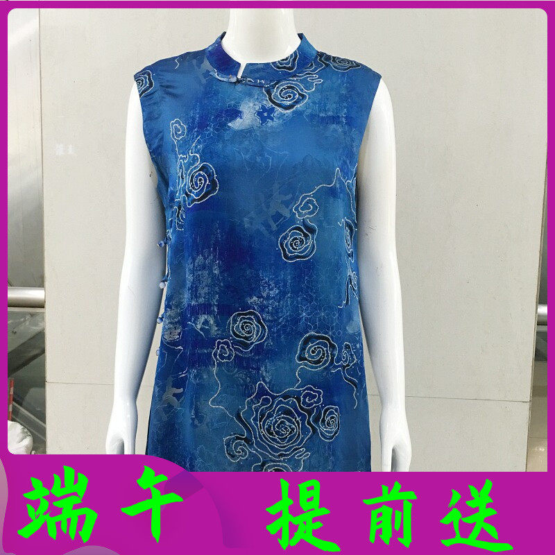 苏丝蔓77221 新中式香云纱中长上衣女夏季新款妈妈老钱风盘扣衬衫