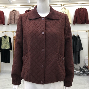 芳华26A018 时尚菱形格外套女2026春新款短款棒球服休闲夹克上衣