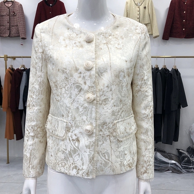 黎铭2026-8812 国风盘扣外套女式2026春季新款圆领新中式夹克上衣