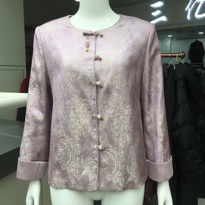 L5666 时尚国风外套女士2026春季新款妈妈短款夹克新中式圆领上衣