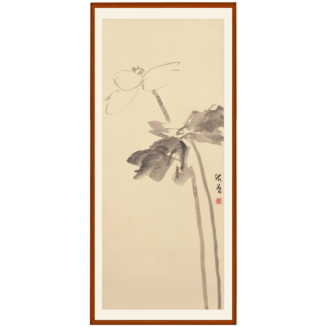 陈师曾墨荷图国画花鸟画字画客厅装饰画挂画非手绘仿真迹荷花卷轴