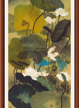 装饰画国画客厅花鸟画十品挂画卧室非纯手绘工笔重彩荷花图赠装裱