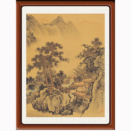 国画山水画风景画风水靠山生财招财不带框客厅刘子久幽居图赠装裱