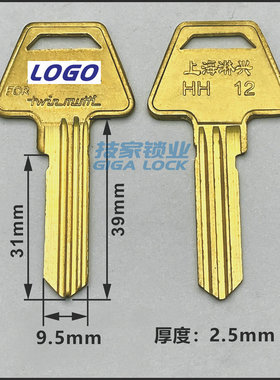 适用ASSA钥匙胚HH12钥匙上海淋兴钥匙胚进出口多槽异形钥匙胚