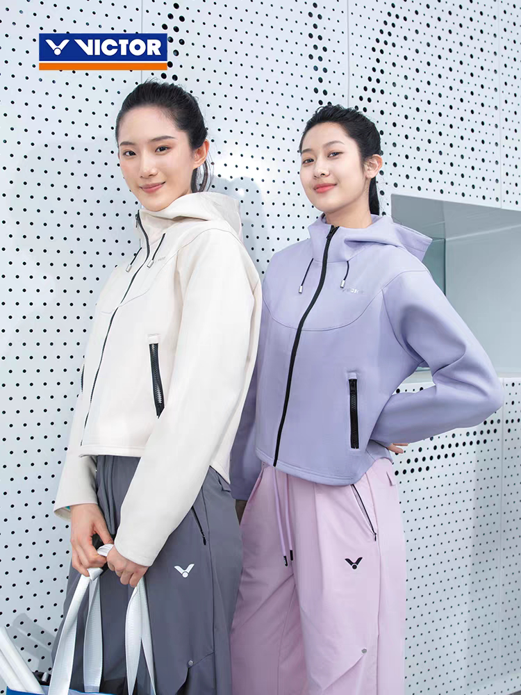 VICTOR/威克多J-56602羽毛球服胜利春秋款女款针织连帽外套长袖