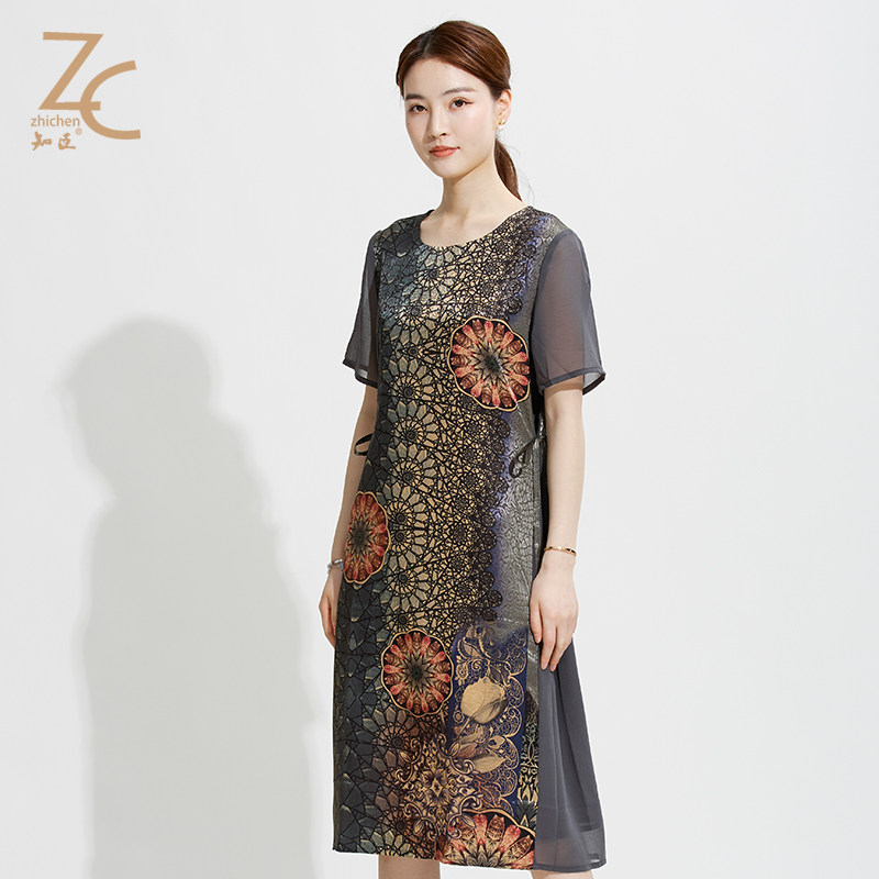 知臣2021夏季新品 中国风大花连衣裙 85212225