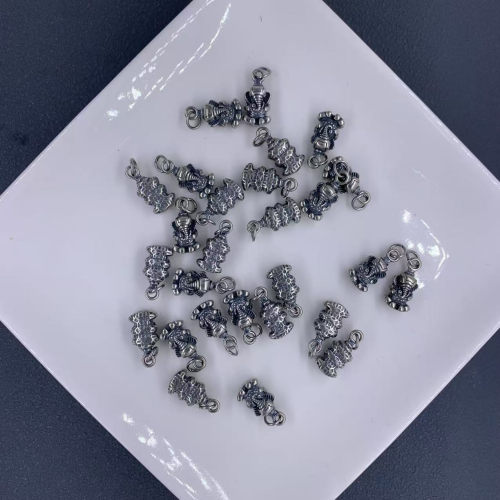 DIY精工三七老银吉象吊坠配件手工编绳文玩佛珠手串项链串珠配饰
