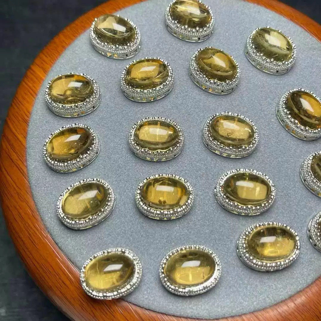 黄水晶蛋面魔盒镶嵌雕刻件diy手工手链串珠隔珠配件串珠