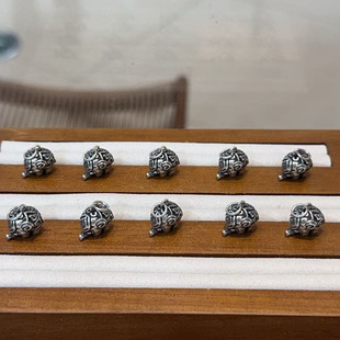 DIY精工三七银象神吊坠配件手工编绳文玩佛珠手串项链串珠配饰