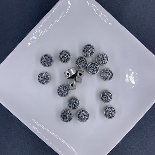 DIY精工三七老银财源滚滚隔珠配件手工文玩配饰佛珠手串原创配件