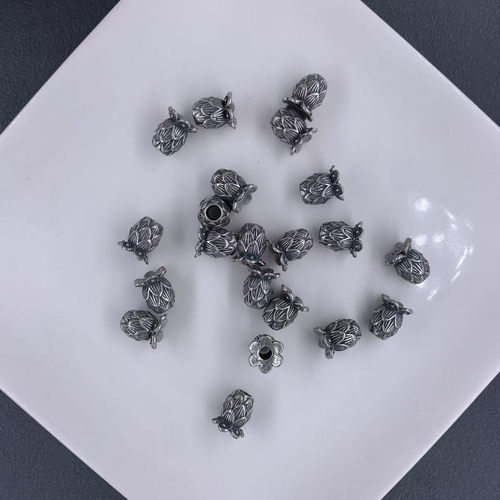 精工三七老银莲蓬隔珠配件手工diy文玩时尚配饰佛珠串珠手链隔珠