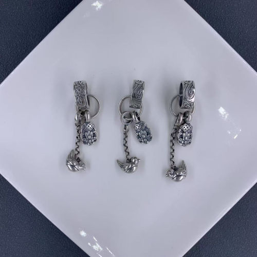 精工三七银小鸟跑环吊坠配件手工diy文玩时尚配饰佛珠串珠手链