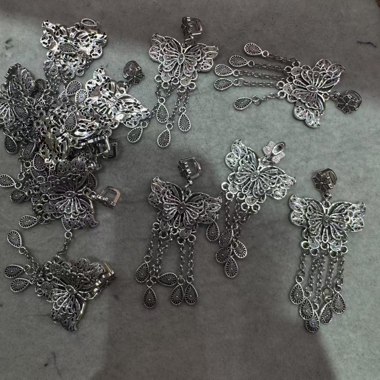 DIY意工三七老银镂空蝴蝶流苏吊坠国潮宫廷风手工项链手串配饰,饰品/流行首饰/时尚饰品新,银饰吊坠,淘宝优惠券,粉丝福利购,淘宝优惠卷