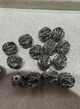 意工三七银复古银花球配件手工文玩时尚配饰佛珠串珠手链