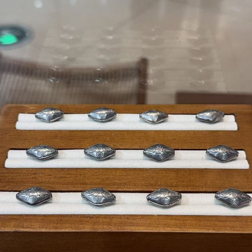 DIY精工三七老银双鱼扁珠配件手工编绳文玩佛珠手串项链串珠配饰