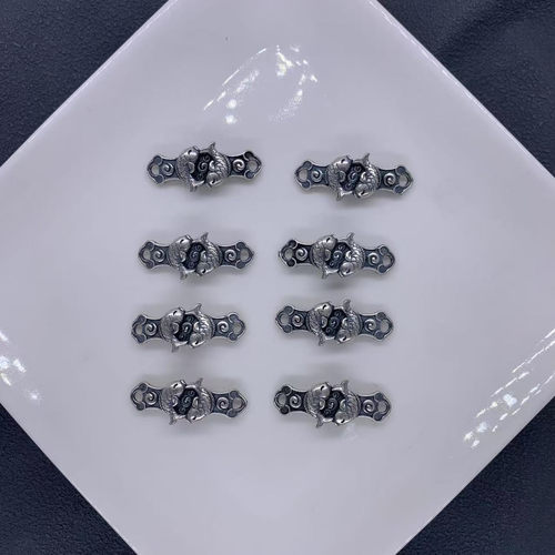 精工三七银双鱼手牌配件手工diy文玩佛珠手串项链编绳配饰隔珠