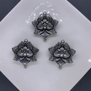 精工三七银莲花手牌配件手工DIY文玩时尚配饰佛珠串珠手链