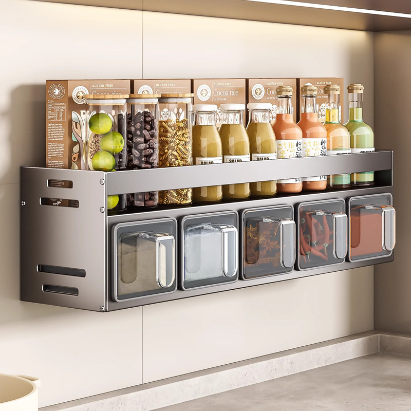 厨房调料置物架免打孔壁挂多功能油盐酱醋套装调料盒罐收纳架家用,厨房/烹饪用具,厨房置物架/置物柜/角架,淘宝优惠券,粉丝福利购,淘宝优惠卷