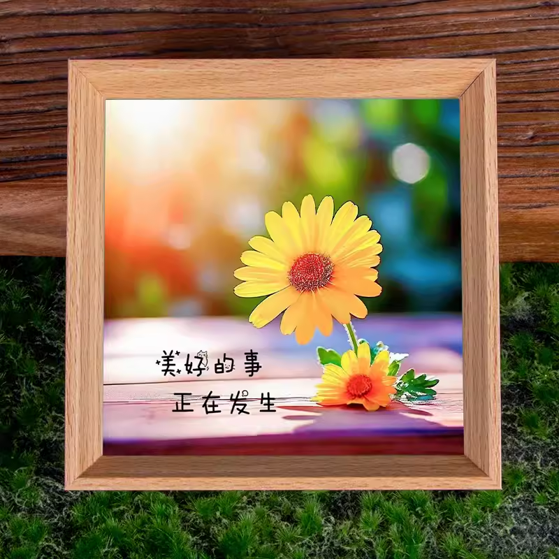 小夜灯相框美好的事正在发生书桌电脑桌办公桌ins风灯光画摆件