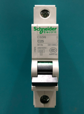 施耐德断路器 C65系列小型 空气开关单片1P一进一出  C65N 1PC25A