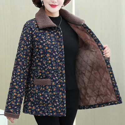 老年人加绒加厚棉衣女士妈妈棉服