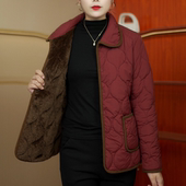 加绒保暖中年女士妈妈棉服外套短款 洋气秋冬季 棉袄 时尚 棉衣女新款