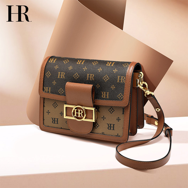 HR赫莲娜轻奢女包2020秋冬新款小方包山茶花斜挎包质感流行老花包