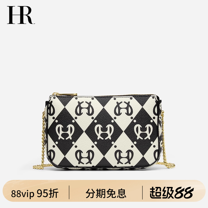HR赫蓮娜包包女士2025春夏新款迷你鏈條包超火小包老花單肩斜挎包