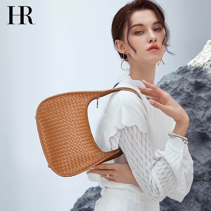 HR赫莲娜编织包女2020秋季新款时尚休闲腋下包女轻奢手拎单肩女包