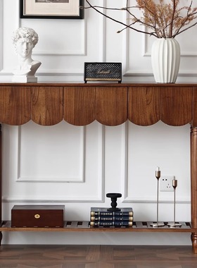 美式复古实木餐边柜茶水柜入户玄关台简约靠墙桌子门厅条案玄关柜
