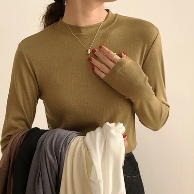 半高领德绒打底衫女秋冬
