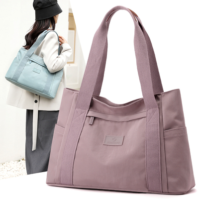 2025新款时尚潮流百搭休闲旅行大容量牛津尼龙手提单肩女妈妈布包