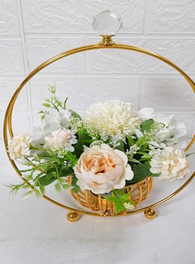 北欧轻奢蓝色粉色干花仿真花装饰品网红创意客厅桌面餐桌插花套装