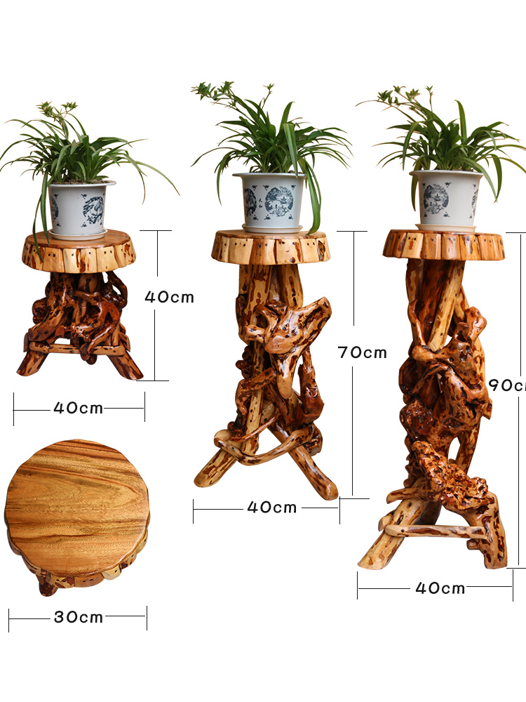 杜鹃根雕花架根雕底座客厅摆件天然实木树根盆景花架底座根雕凳子