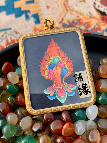 【随缘唐卡】纯手绘摩尼宝随身唐卡背卡裸卡