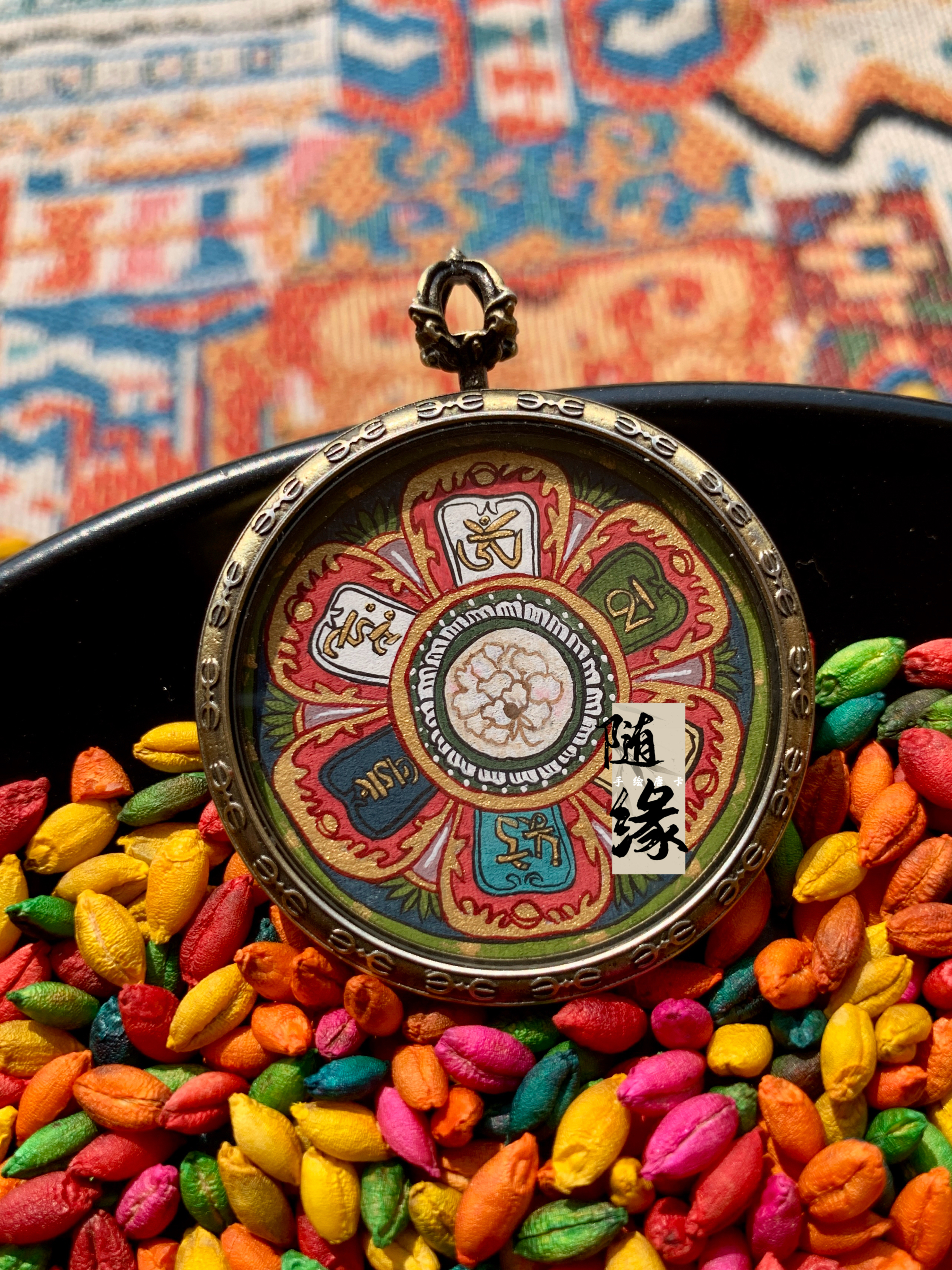 【随缘唐卡】纯手绘六字箴言小唐卡