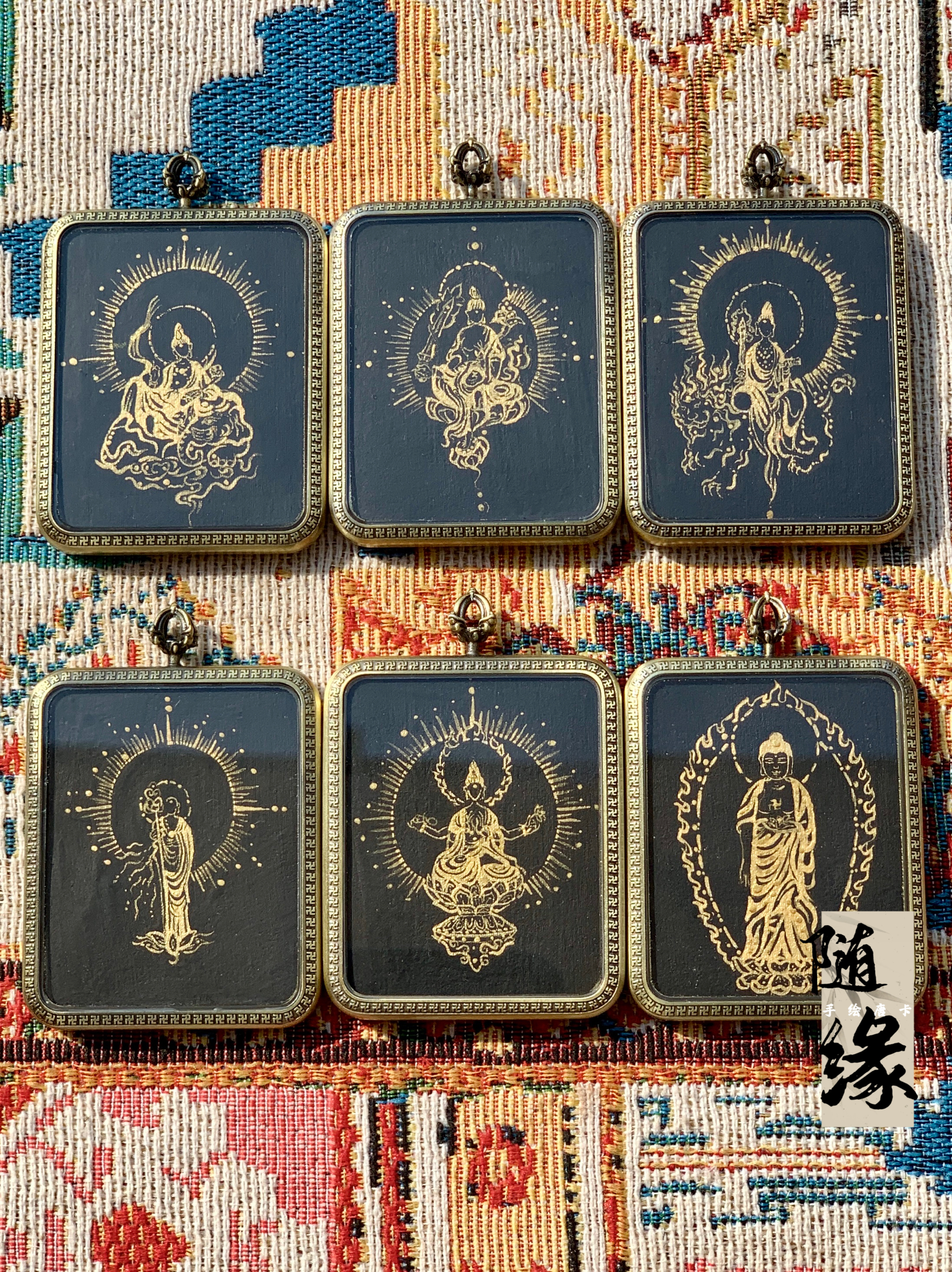 【随缘唐卡】纯手绘地藏八大守护佛影随身唐卡裸卡